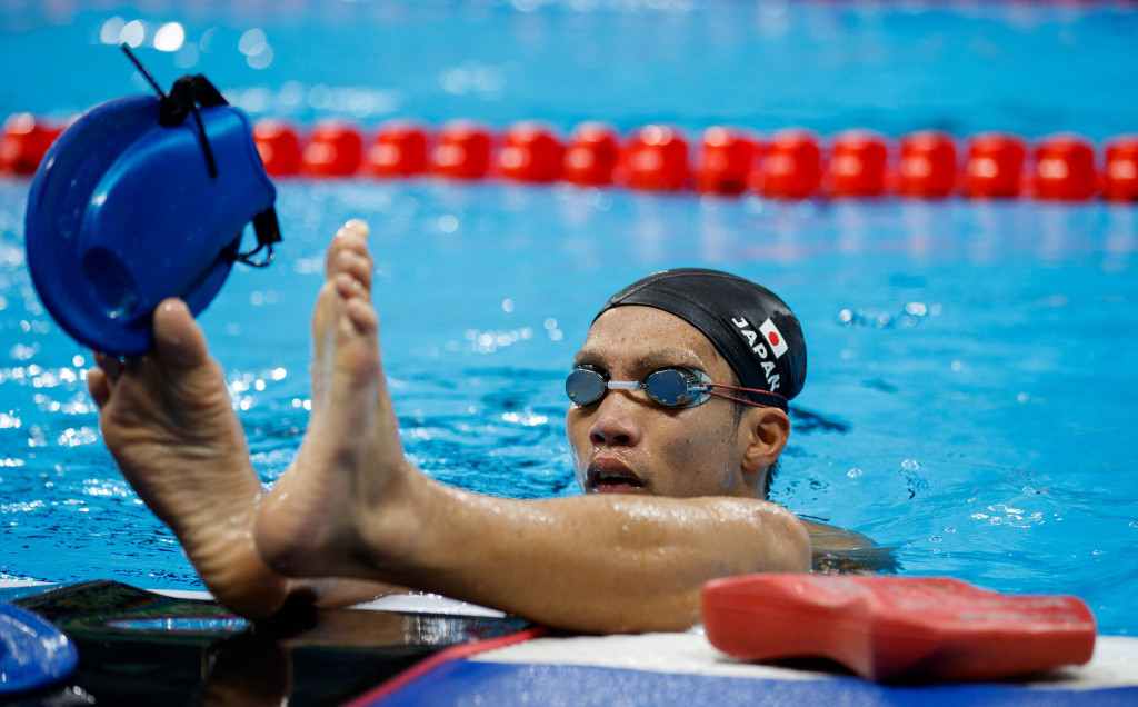 Tomotaro Nakamura berlatih di Olympic Aquatics selama Paralimpiade di Rio de Janeiro, Brasil. AFP PHOTO / OIS / IOC / Simon Bruty