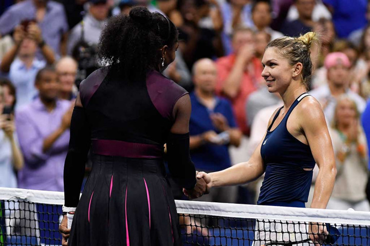 Unggulan pertema Serena Williams harus bermain tiga set 6-2, 4-6, 6-3 untuk menundukkan petenis Rumania Simona Halep.