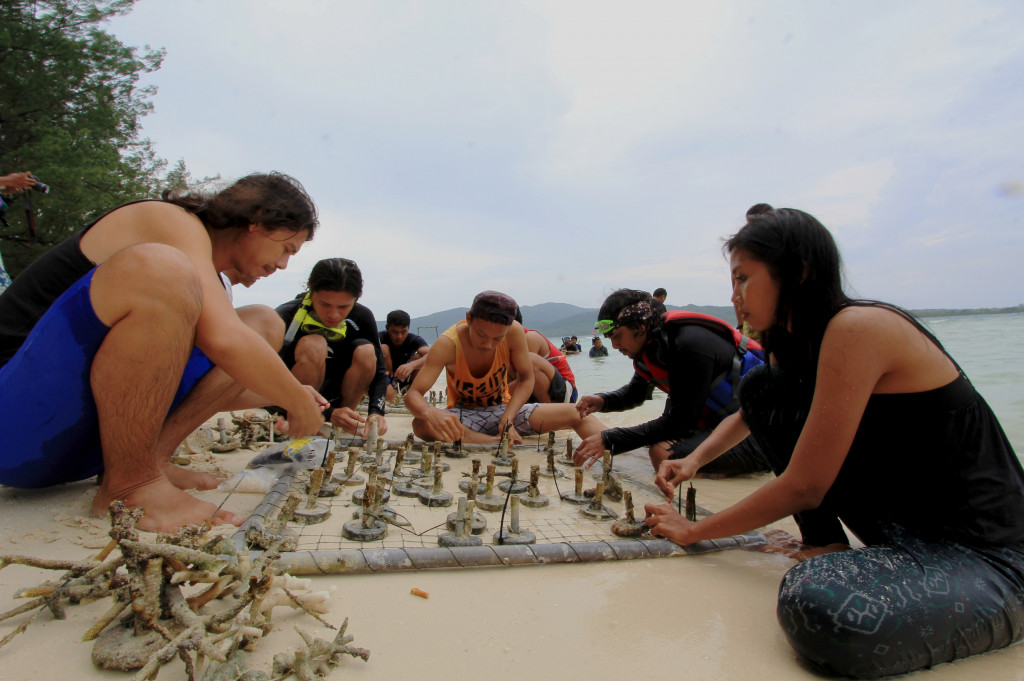 Wisatawan Asing Ikut Tanam Terumbu Karang di Pulau Menjangan Kecil