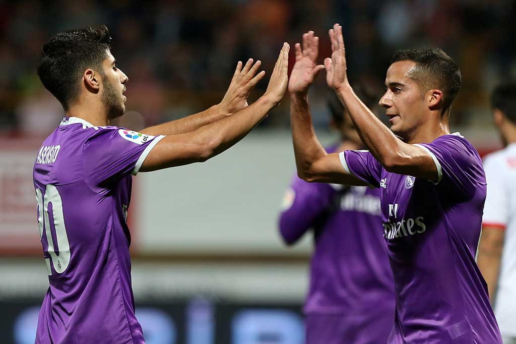 Tim tamu menggandakan keunggulan menjadi 2-0 pada menit ke-32 lewat Marco Asensio.