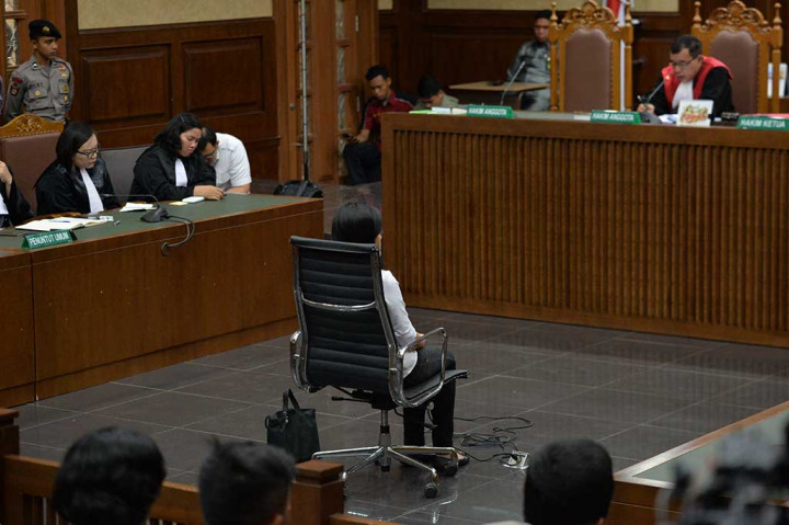 Jessica menjalani sidang dengan agenda pembacaan putusan terhadap dirinya. AFP/Bay Ismoyo