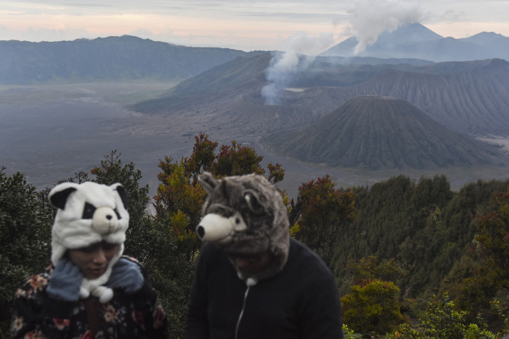 Wisatawan menikmati pemandangan Gunung Bromo dari Penanjakan Satu, Probolinggo, Jawa Timur, Rabu (9/11/2016)