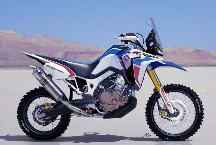 Afrika Twin Enduro Concept dari Honda ini terinspirasi Rally Paris Dakkar. Kemampuannya melibas medan offroad dikompromikan dengan daya jelajah jalan perkotaan yang nampaknya merupakan jalur kebayakan calon konsumennya.