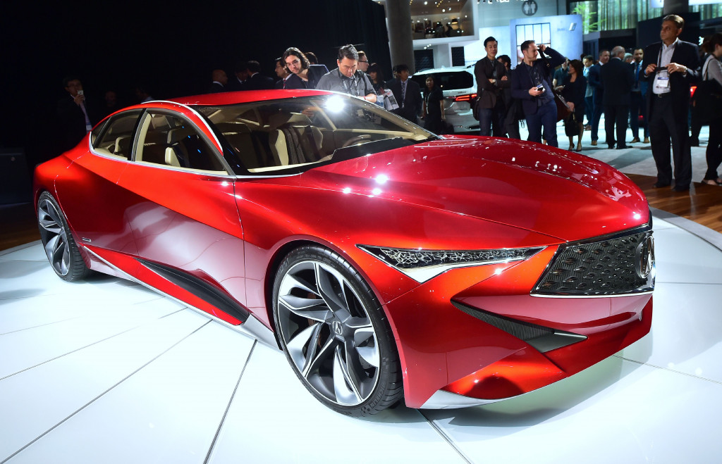 Setelah sekian lama tidak ada produk baru, Acura bangkit dengan NSX. Acura adalah merek Honda untuk sport car mewah yang dipasarkan di Amerika. AFP PHOTO / Frederic J. BROWN