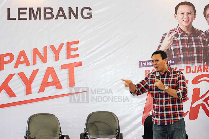 Ahok memaparkan program kerjanya.