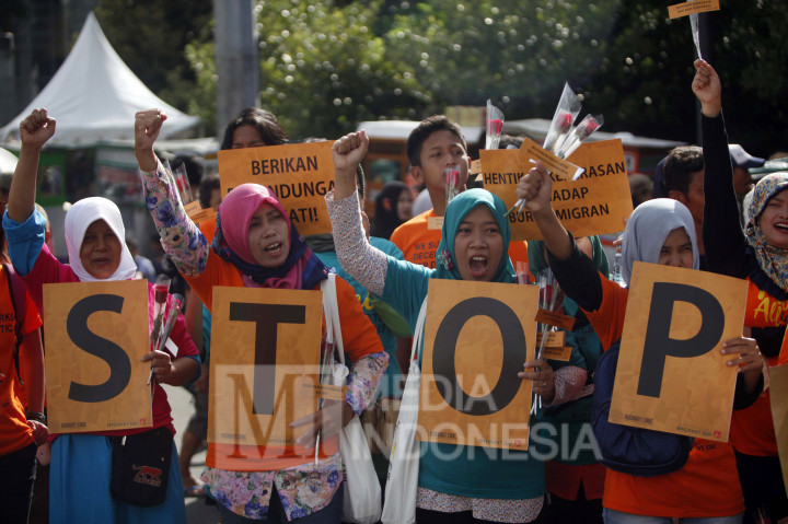 Puluhan Buruh Gelar Aksi Peringatan Hari Migran Internasional