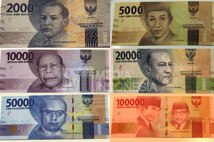 Tampilan mata uang rupiah baru.