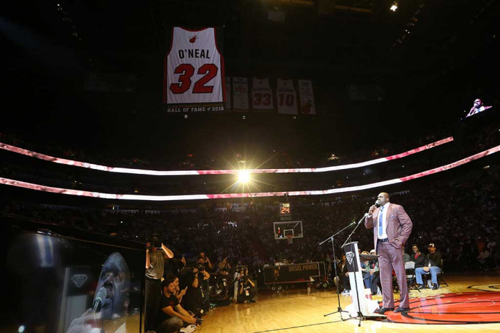 O'Neal menjadi pemain ketiga Miami yang dipensiunkan jerseynya setelah Alonzo Mourning dan Tim Hardaway.