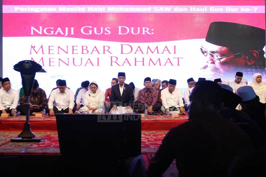 Presiden Jokowi, tokoh nasional, dan tokoh lintas agama menghadiri acara haul ke-7 Gus Dur.