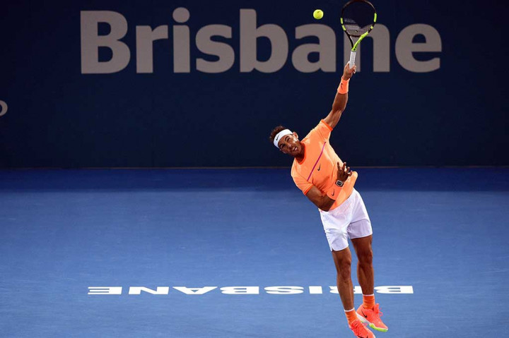 Rafael Nadal tampil kurang meyakinkan pada awal pertandingan dan tertinggal 1-3 pada set pertama.