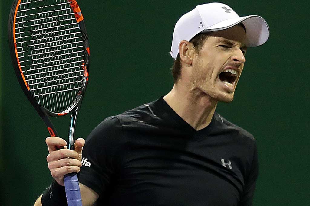 Murray melakukan selebrasi usai menundukkan Almagro dalam waktu 2 jam, 9 menit.