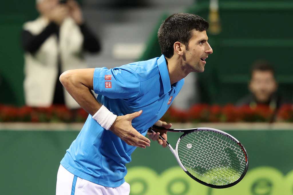 Djokovic melakukan selebrasi usai menundukkan Ferdasco.