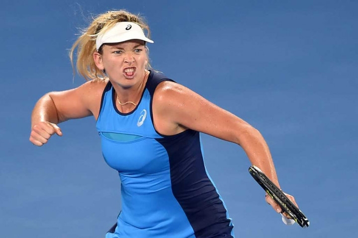 Vandeweghe melakukan selebrasi usai menundukkan Bouchard lewat permainan tiga set.