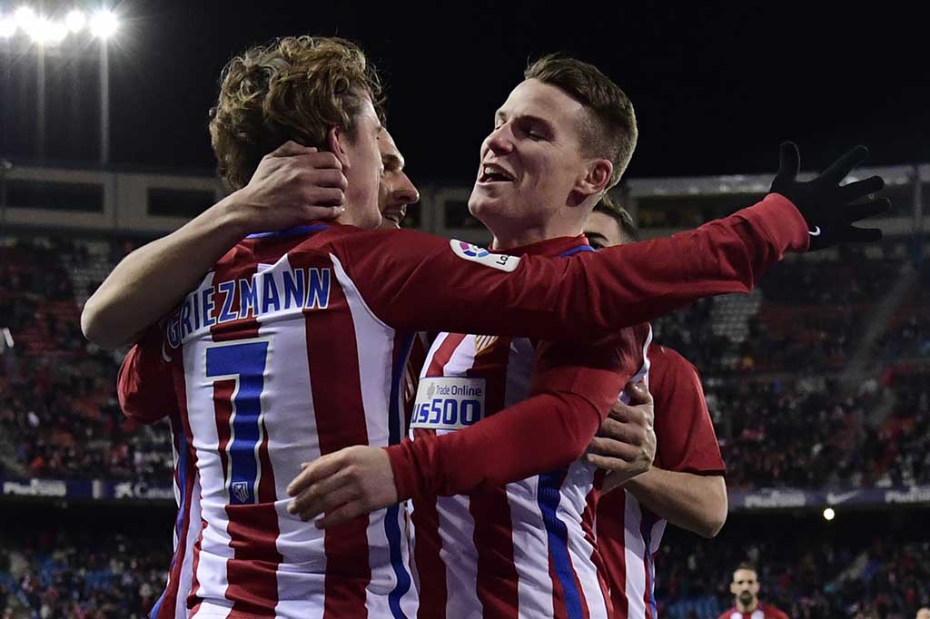 Pemain pengganti Kevin Gameiro memperbesar keunggulan Atletico menjadi 3-0 melalui sundulannya dari jarak dua meter pada menit ke-67.