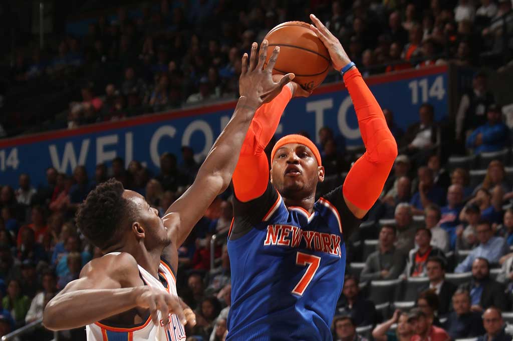 Carmelo Anthony memimpin perolehan poin untuk Knicks yaitu dengan 30 poin, 4 rebound, dan 4 assist.