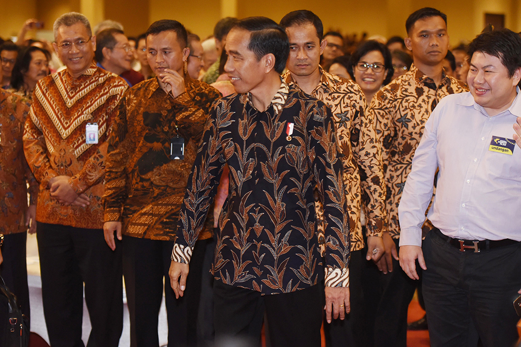 Presiden Joko Widodo tiba di lokasi sosialisasi terakhir tax amnesty di JiExpo, Kemayoran, Jakarta Pusat.