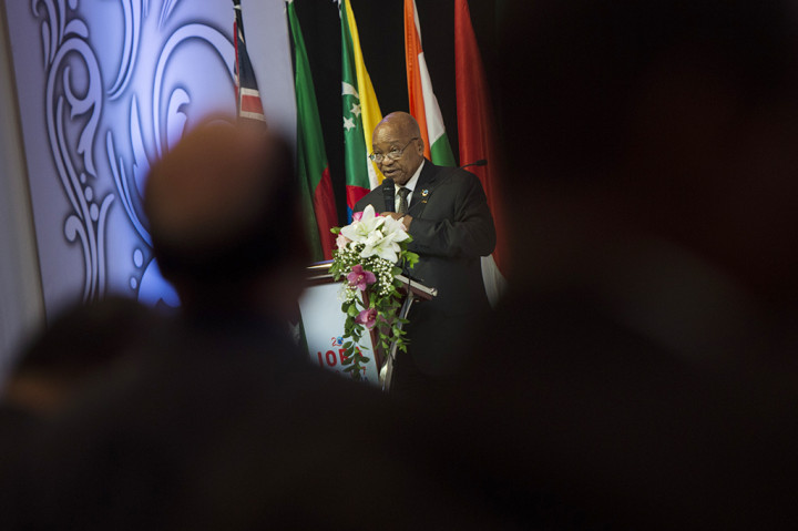 Presiden Afrika Selatan Jacob Zuma, selaku wakil ketua organisasi IORA menyampaikan materi tentang Pertumbuhan Berkelanjutan dan Adil di Samudera Hindia.