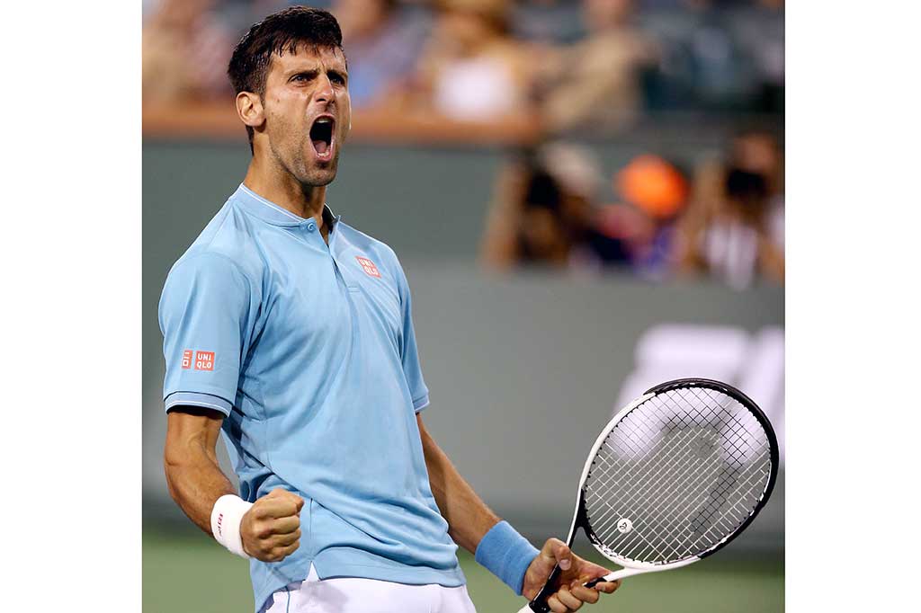 Juara lima kali Novak Djokovic harus bermain tiga set 7-5, 4-6, 6-1 untuk menundukkan petenis Argentina Juan Martin del Potro di babak ketiga Indian Wells Masters, Selasa.