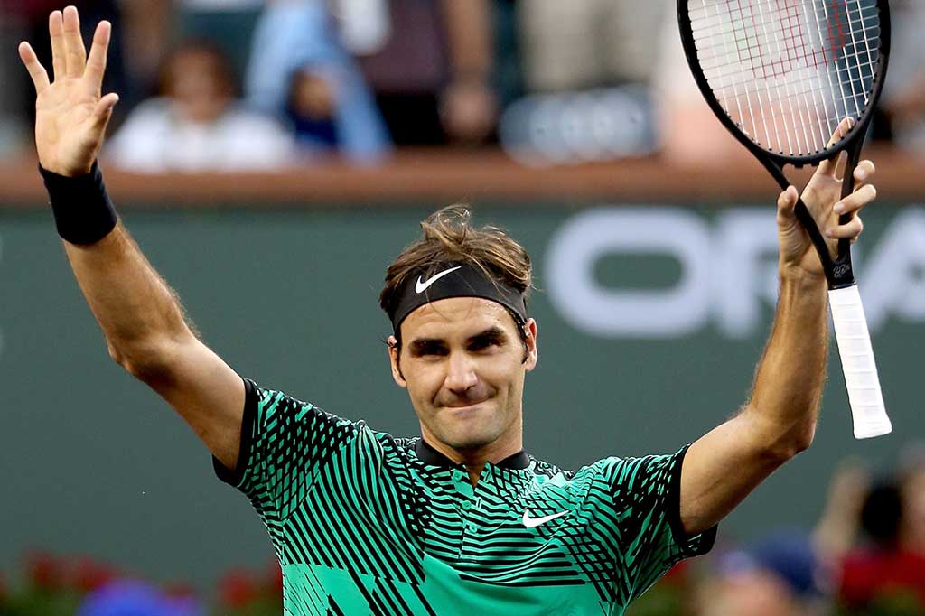 Unggulan sembilan Roger Federer mencapai perempat final Indian Wells Masters setelah menang dua set langsung 6-2, 6-3 atas Rafael Nadal.