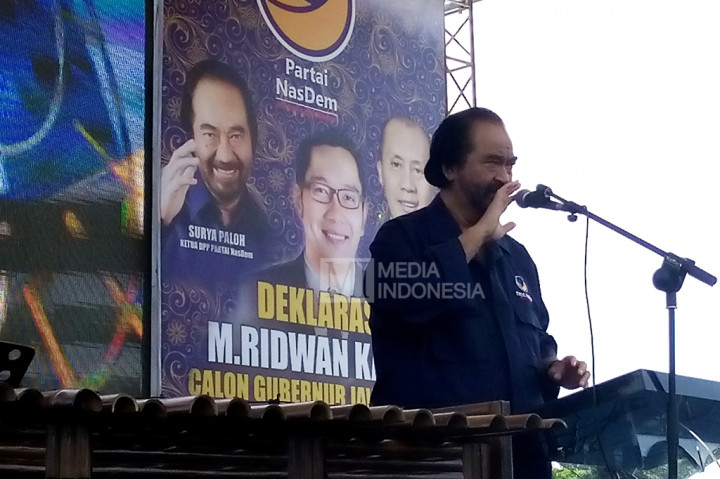 Deklarasi dukungan disampaikan langsung oleh Ketua Umum DPP Partai Nasdem Surya Paloh.