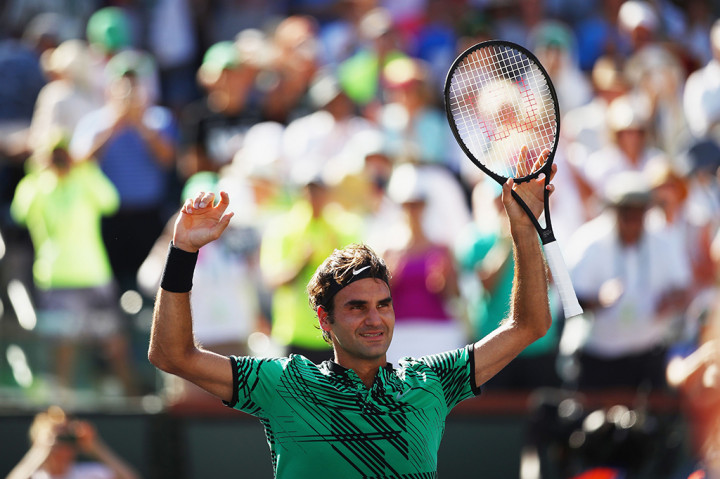 Federer kini menyamai rekor Novak Djokovic sebagai perebut gelar juara terbanyak di Indian Wells, yaitu lima kali. AFP/Clive Brunskill