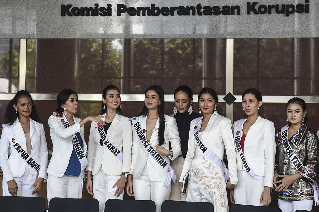 Sebelum mendatangi Gedung KPK, para finalis Putri Indonesia 2017 tersebut terlebih dahulu menyambangi gedung BNN.