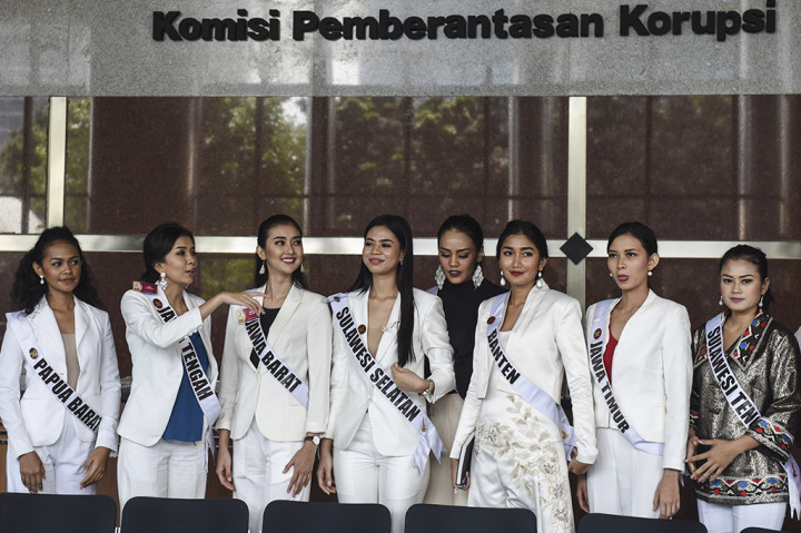 Sebelum mendatangi Gedung KPK, para finalis Putri Indonesia 2017 tersebut terlebih dahulu menyambangi gedung BNN.
