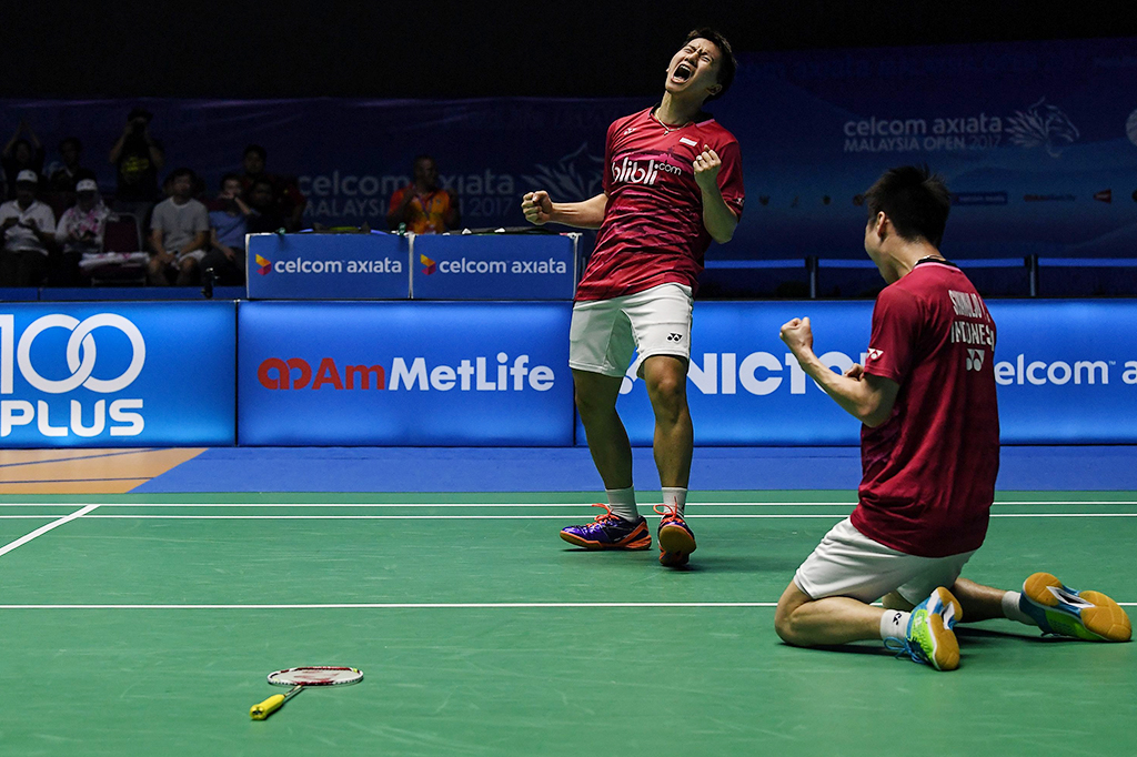 Pasangan Kevin Sanjaya Sukamuljo/Marcus Fernaldi Gideon berhasil meraih gelar juara Malaysia Open Super Series Premier 2017.