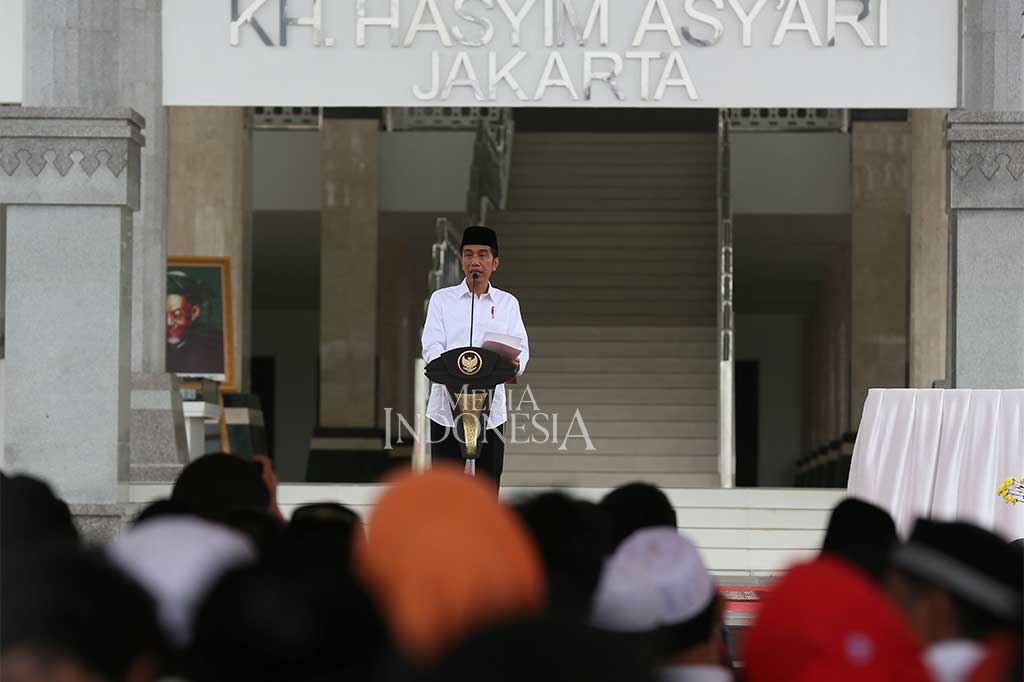 Dalam sambutannya Presiden Jokowi Berharap dan menyebut Masjid Raya Hasyim Asy'ari  menjadi simbol Islam yang ramah dan moderat.