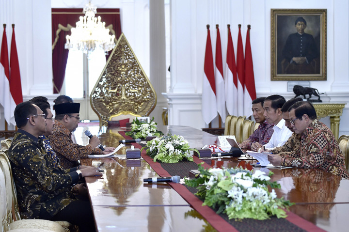 Pimpinan Badan Pemeriksa Keuangan (BPK) RI menemui Presiden Joko Widodo di Istana Merdeka, Kompleks Istana Kepresidenan, Jakarta Pusat.