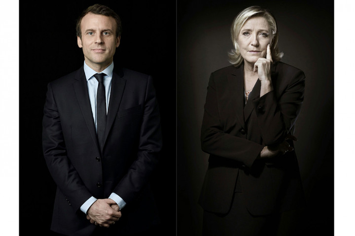Emmanuel Macron (kiri) dan Marine Le Pen lolos ke putaran kedua pemilu presiden Prancis.