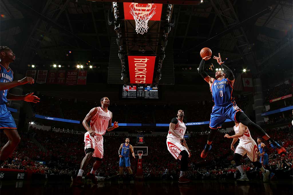 Andalan Thunder Russell Westbrook mengemas 47 poin, 11 rebound dan sembilan assist.