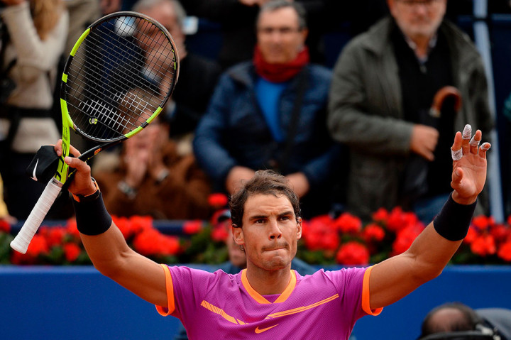 Nadal melakukan selebrasi usai menundukkan Anderson dua set langsung 6-3 dan 6-4.