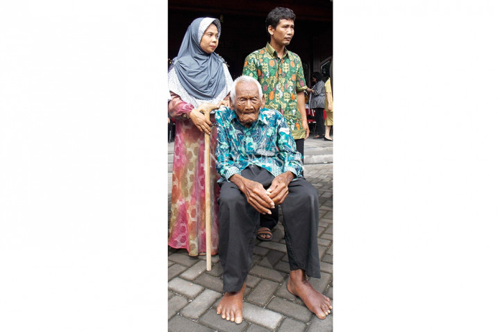 Sodimejo alias Mbah Gotho, manusia tertua asal Sragen semasa hidup. MI/Ferdinand