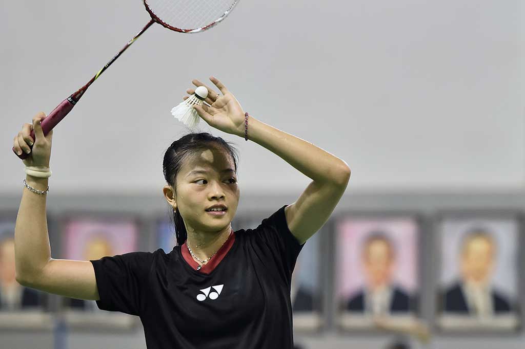 Pebulutangkis Tim Piala Sudirman 2017 Fitriani berlatih jelang Piala Sudirman 2017.