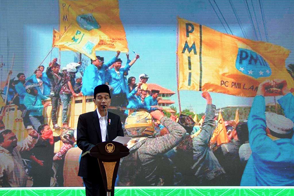 Dalam pengarahannya sebelum memukul bedug tanda pembukaan Kongres XIX Pergerakan Mahasiswa Islam Indonesia (PMII), Presiden berpesan kepada seluruh kader PMII agar menjadi bagian dalam menjaga dan merawat keutuhan bangsa dan negara dan mengarahkan energinya untuk gagasan ekonomi untuk kesejahteraan masyarakat.