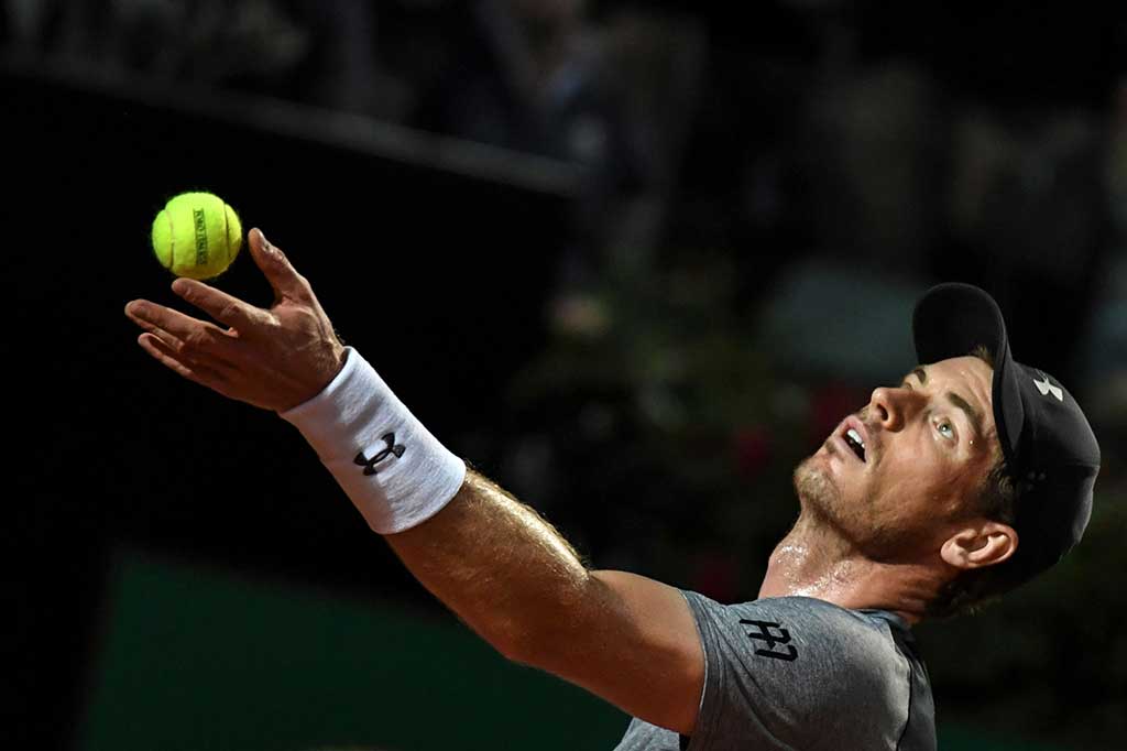 Unggulan pertama Andy Murray tampil buruk pada pertandingan pertama di Foro Italico, Roma, Selasa (16/5/2017) waktu setempat.