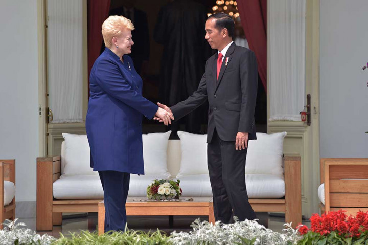 Setelah mengikuti upacara penyambutan, Jokowi mengajak Presiden Dalia memasuki Istana Merdeka. Usai mengisi buku tamu, Presiden Dalia dan Jokowi langsung menuju beranda belakang Istana Merdeka untuk melakukan pembicaraan empat mata (veranda talk).