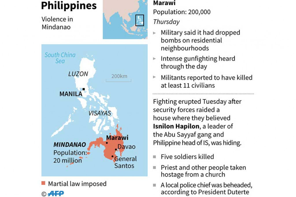 Sebagian besar dari 200 ribu penduduk Marawi telah melakukan eksodus ke luar kota untuk menghindari pengeboman dan pertempuran.
