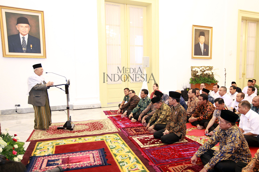 Acara buka bersama diisi dengan ceramah dari Rais Aam PBNU Ma'ruf Amin.