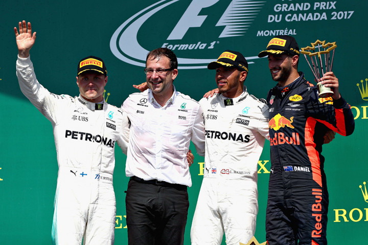 Hamilton mengungguli rekan setimnya di Mercedes Valtteri Bottas Bottas, yang harus puas finis di posisi kedua. Bottas menuntaskan lomba nyaris 20 detik di belakang Hamilton. Sementara itu, posisi ketiga jadi milik Daniel Ricciardo.