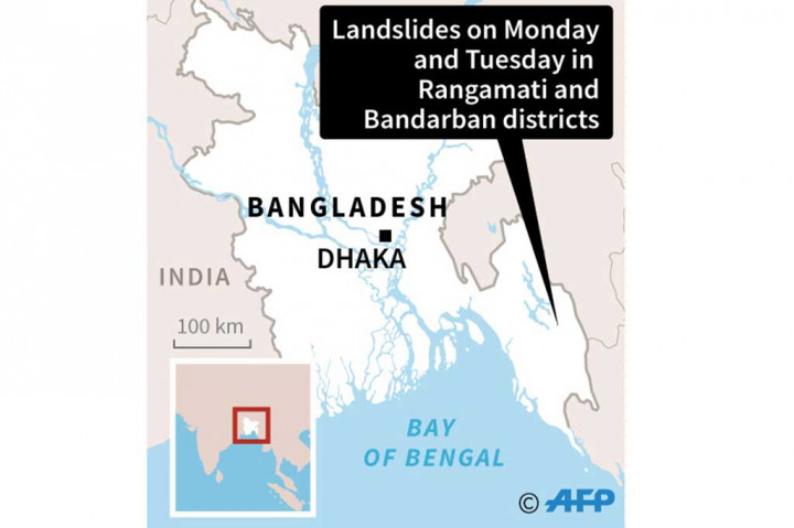 Daerah Rangamati merupakan yang paling parah terkena dampak, mengatakan setidaknya 98 orang tewas di daerah perbukitan saja. Ratusan rumah juga terkubur tanah longsor.