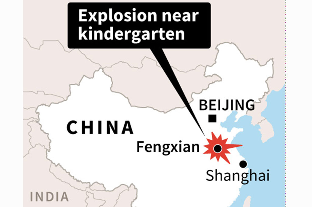 Belum diketahui penyebab ledakan di TK Chuangxin di Fengxian tersebut. AFP