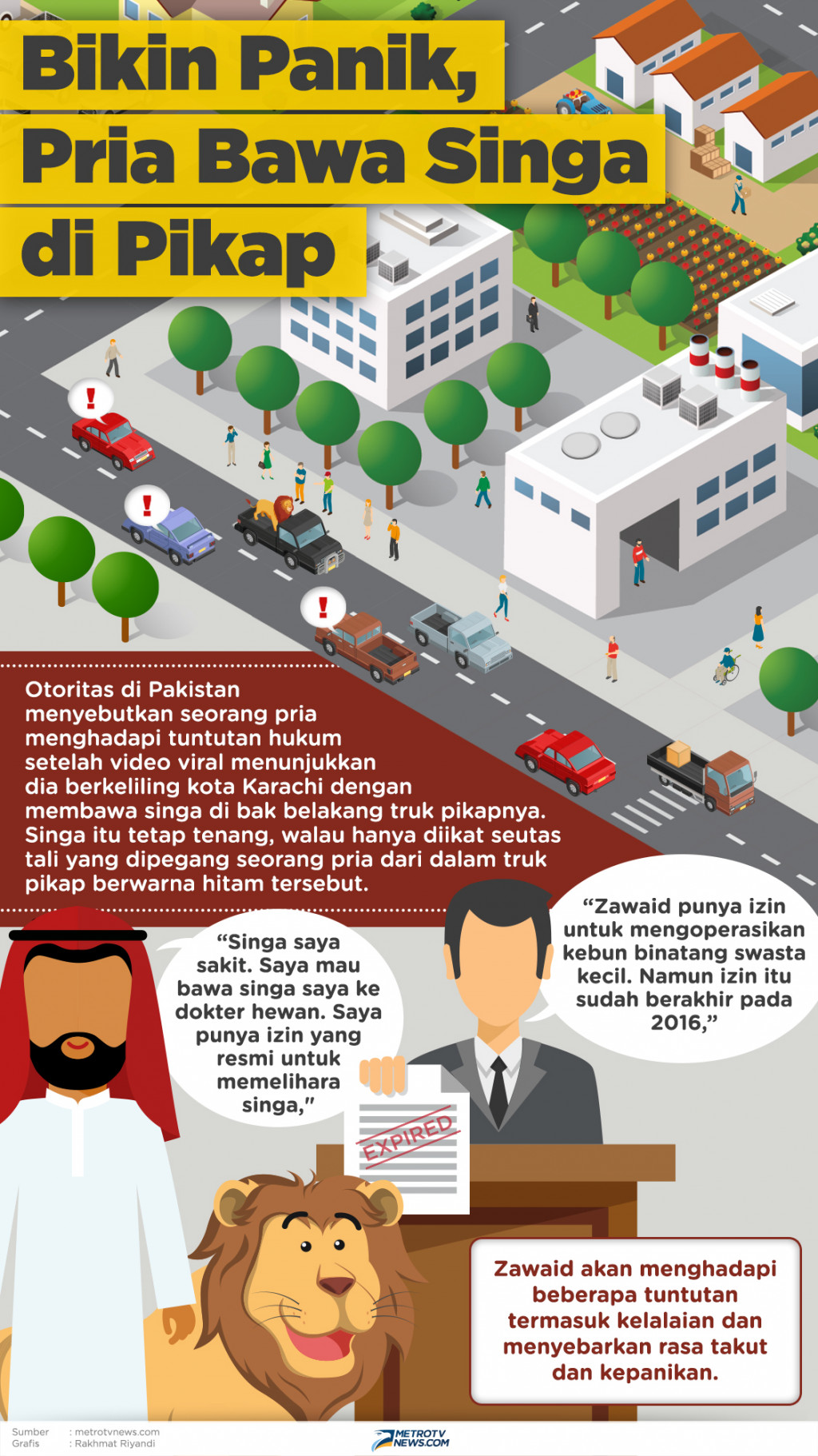 Infografik: Bikin Panik, Pria Bawa Singa di Pikap