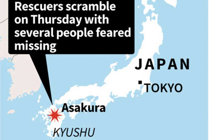 Prefektur Fukuoka dan Oita terkena dampak terburuk akibat bencana alam tersebut.
