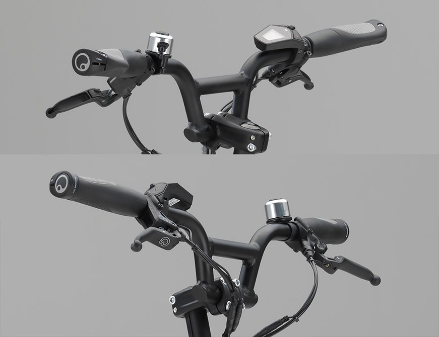 Tuas 'transmisi' internal gear 6 percepatan berupa tuas di handlebar kanan. Cara kerja dan penggunaannya sama persis dengan perangkat serupa yang banyak dipakai sepeda. Untuk menambah kecepatan, Anda harus mengayuhnya lagi dan lagi.