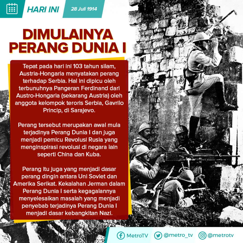 Hari Ini: Dimulainya Perang Dunia I