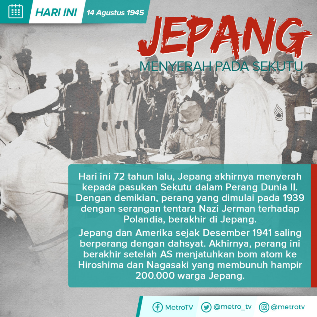 Hari Ini: Jepang Menyerah Pada Sekutu