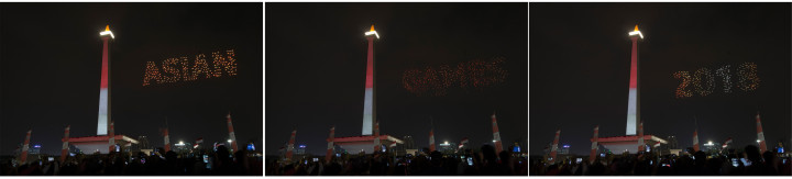 Ratusan drone membentuk Asian Games 2018 dalam peresmian