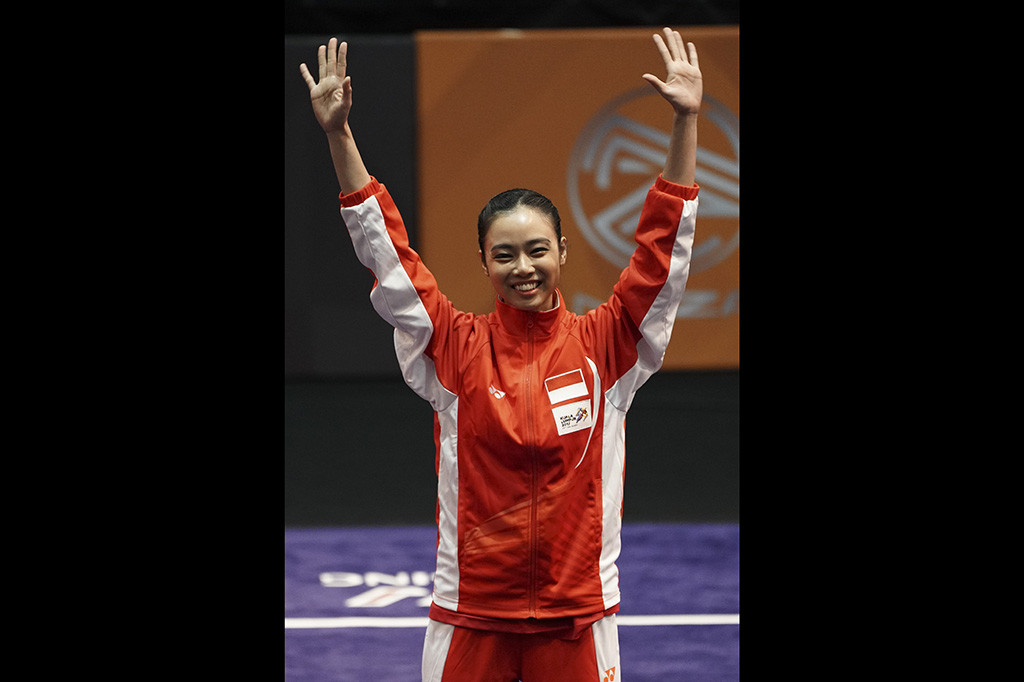 Atlet putri kelahiran Medan 25 tahun silam itu  mengalahkan para pesaingnya dalam event dua tahunan antarnegara Asia Tenggara ini. Dia hanya unggul 0,03 atas pewushu Filipina, Agatha Chrystenzen, yang berhak mendapat medali perak.